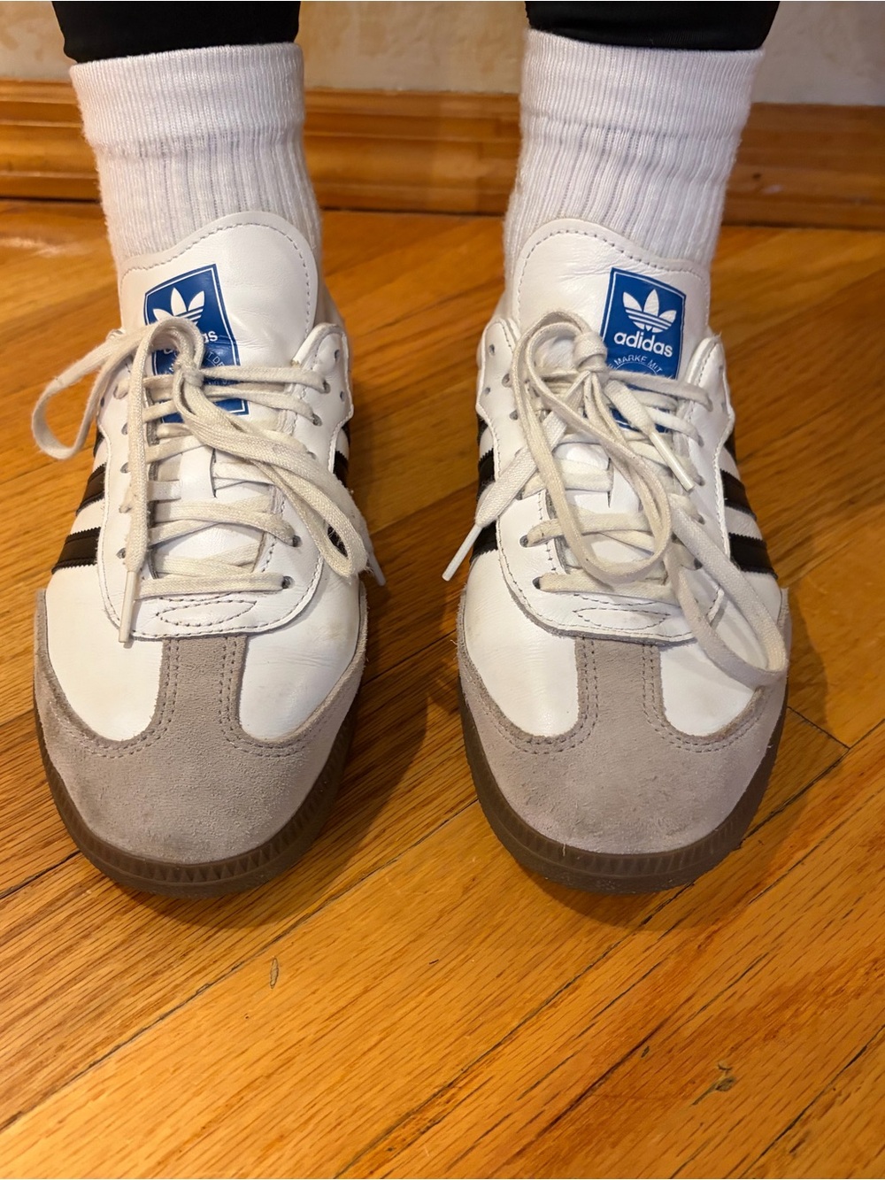 adidas White, Gray & Black Samba Style Sneakers